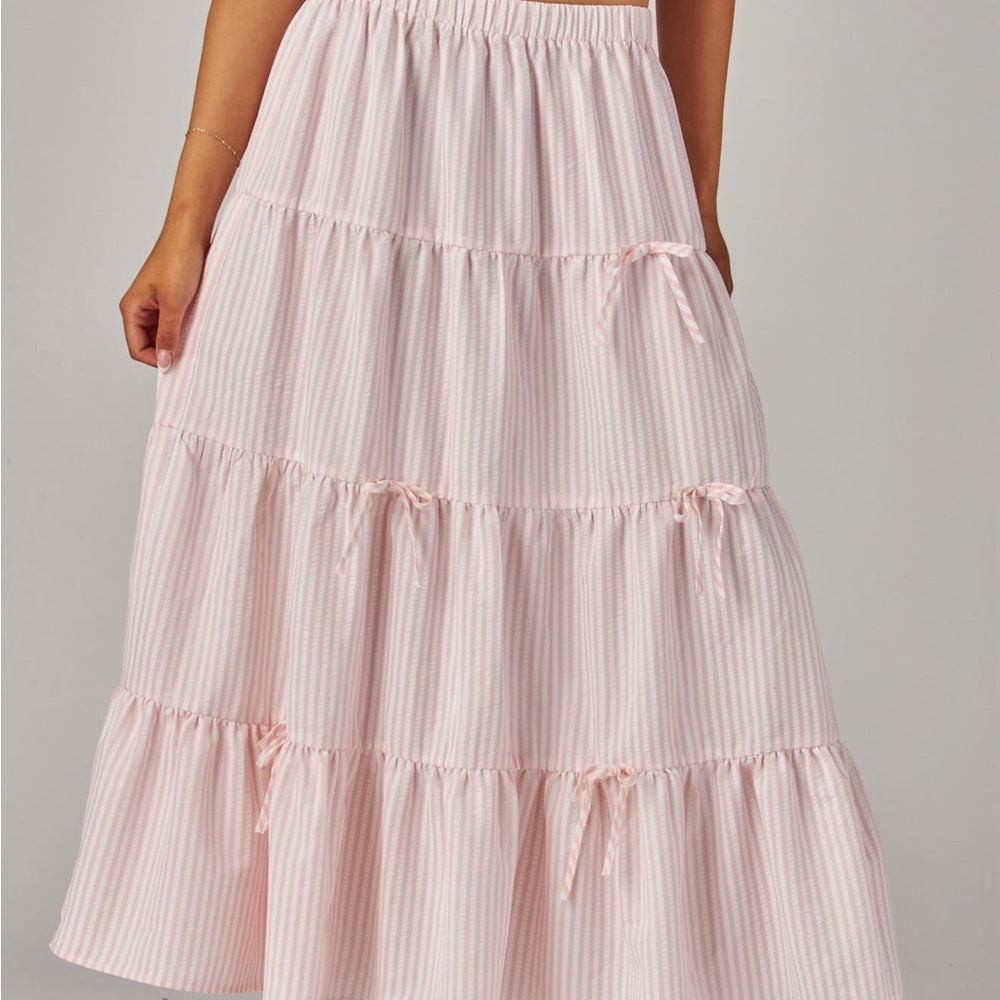 Chic Pink Striped Maxi Skirt